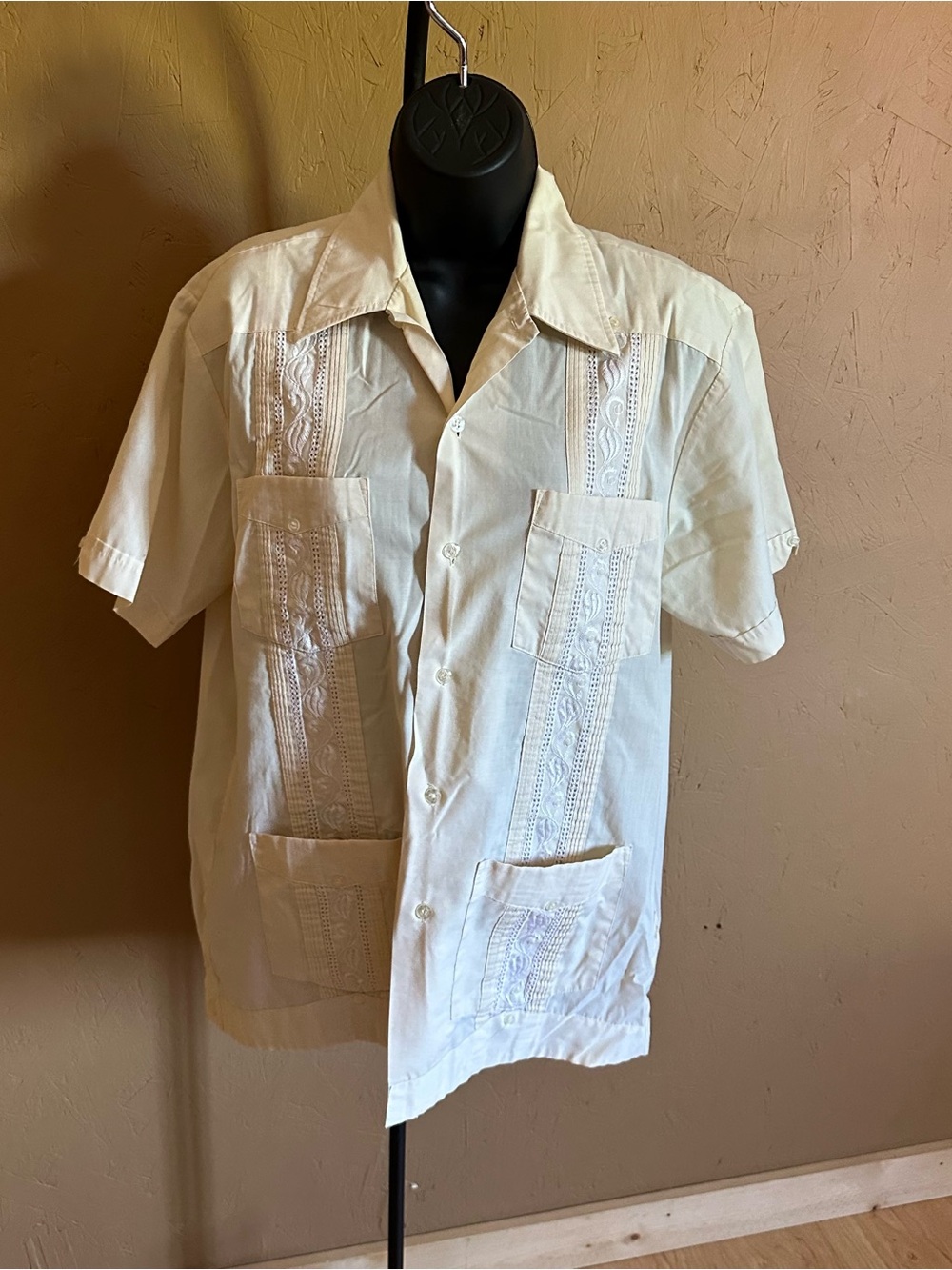 Classic Embroidered Guayabera by Haband of Paterson Button-Up Shirt in Off-White